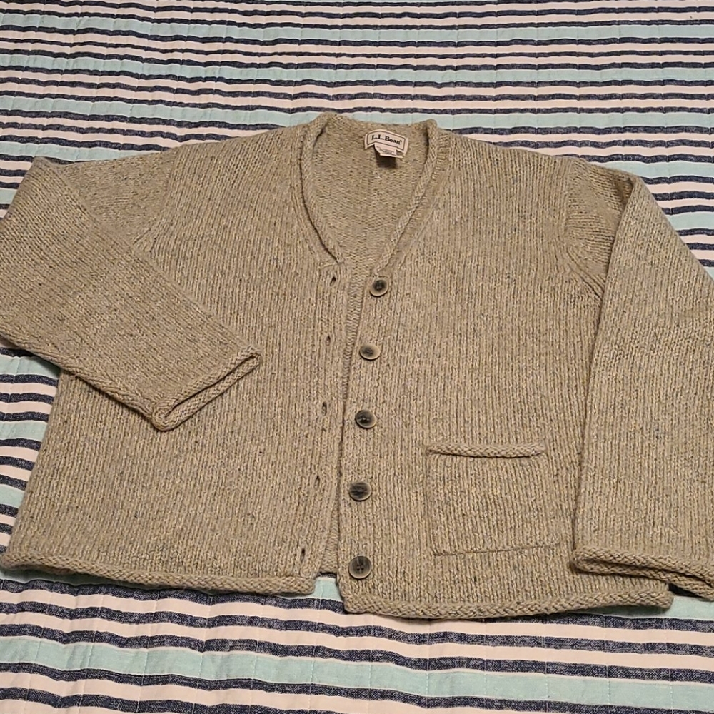 LL Bean lambswool/mohair cardigan sweater